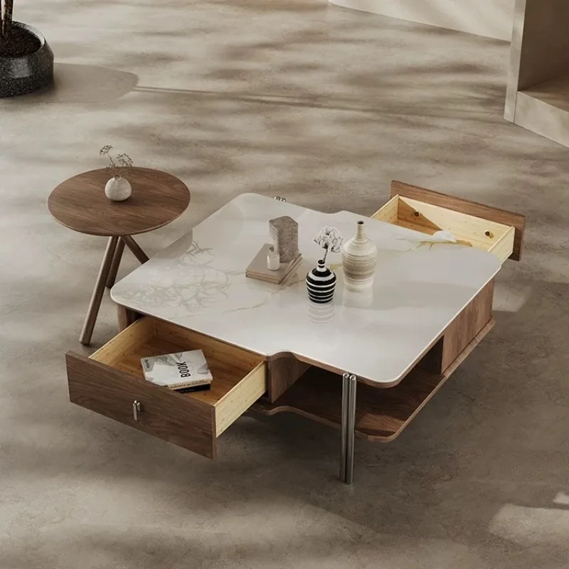 New, solid wood, coffee table combination color matching small apartment living room, household square