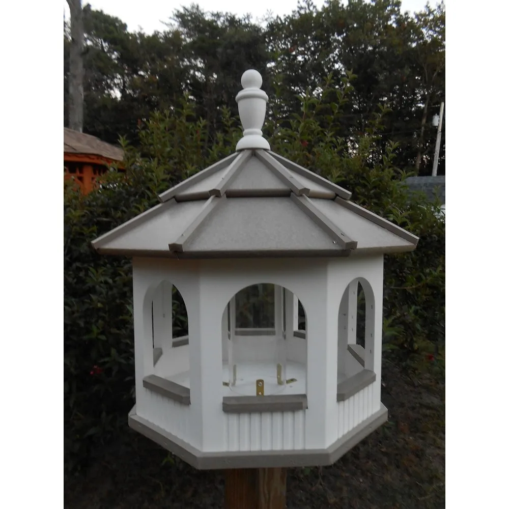 

Large White & Clay Bird Feeder Gazebo Vinyl Bird Feeder Amish Homemade Handmade Handcrafted,Fountains & Bird Baths