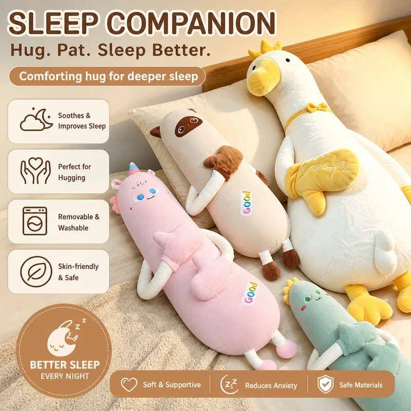 long-body-animal-soothing-patting-heating-plush-pillow-goose-unicorn-dinosaur-sleep-companion-doll-leg-support-pillow-adult-gift