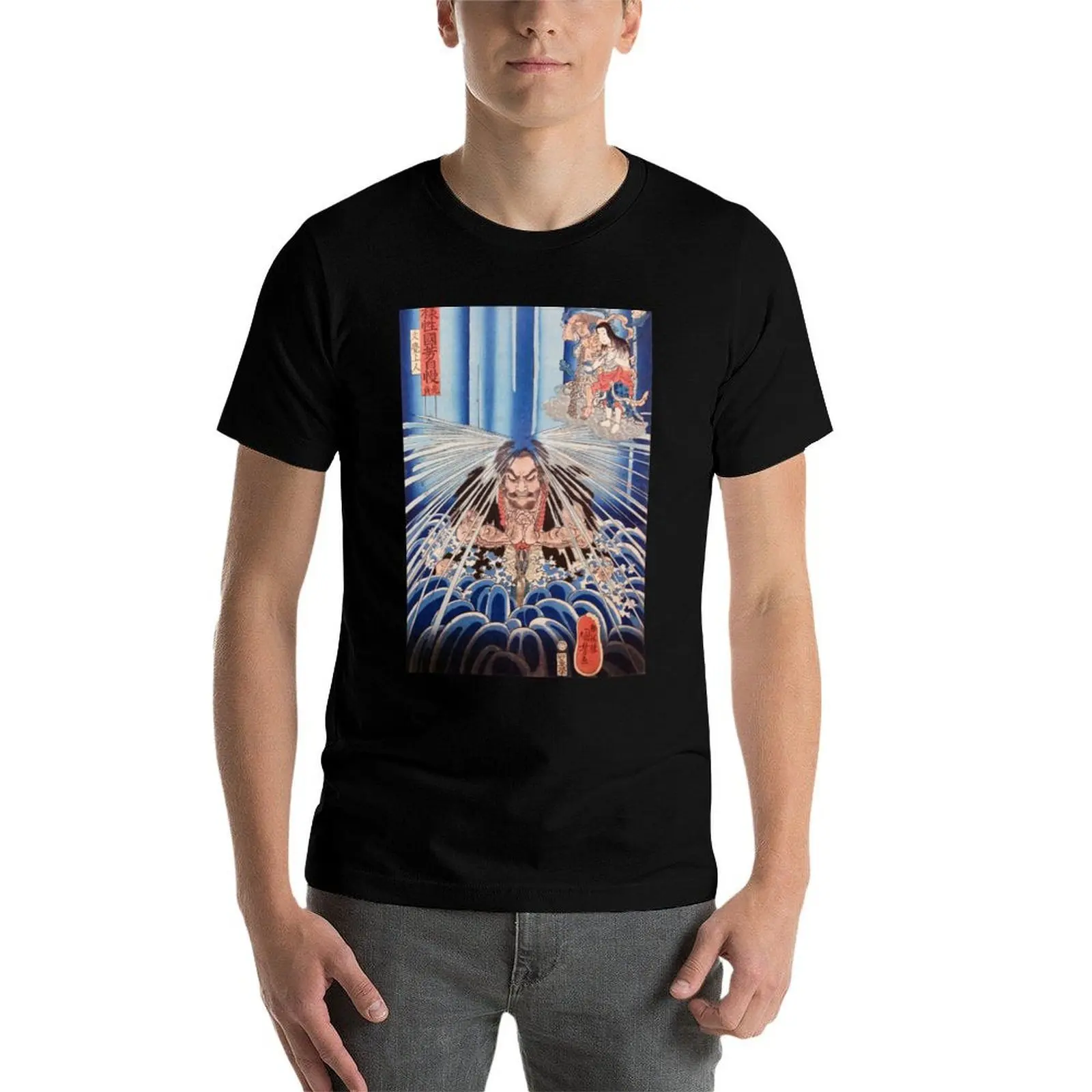 

Футболка Utagawa Kuniyoshi- Nachi Waterfall Woodblock, мужские облегающие мужские футболки, высококачественная футболка люксового бренда