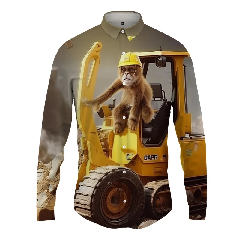 

Animal Gorilla 3D Print Long Sleeve Shirt Stylish And Comfortable Men's Shirt Office Party Shirt Casual Versatile Shirt Costume