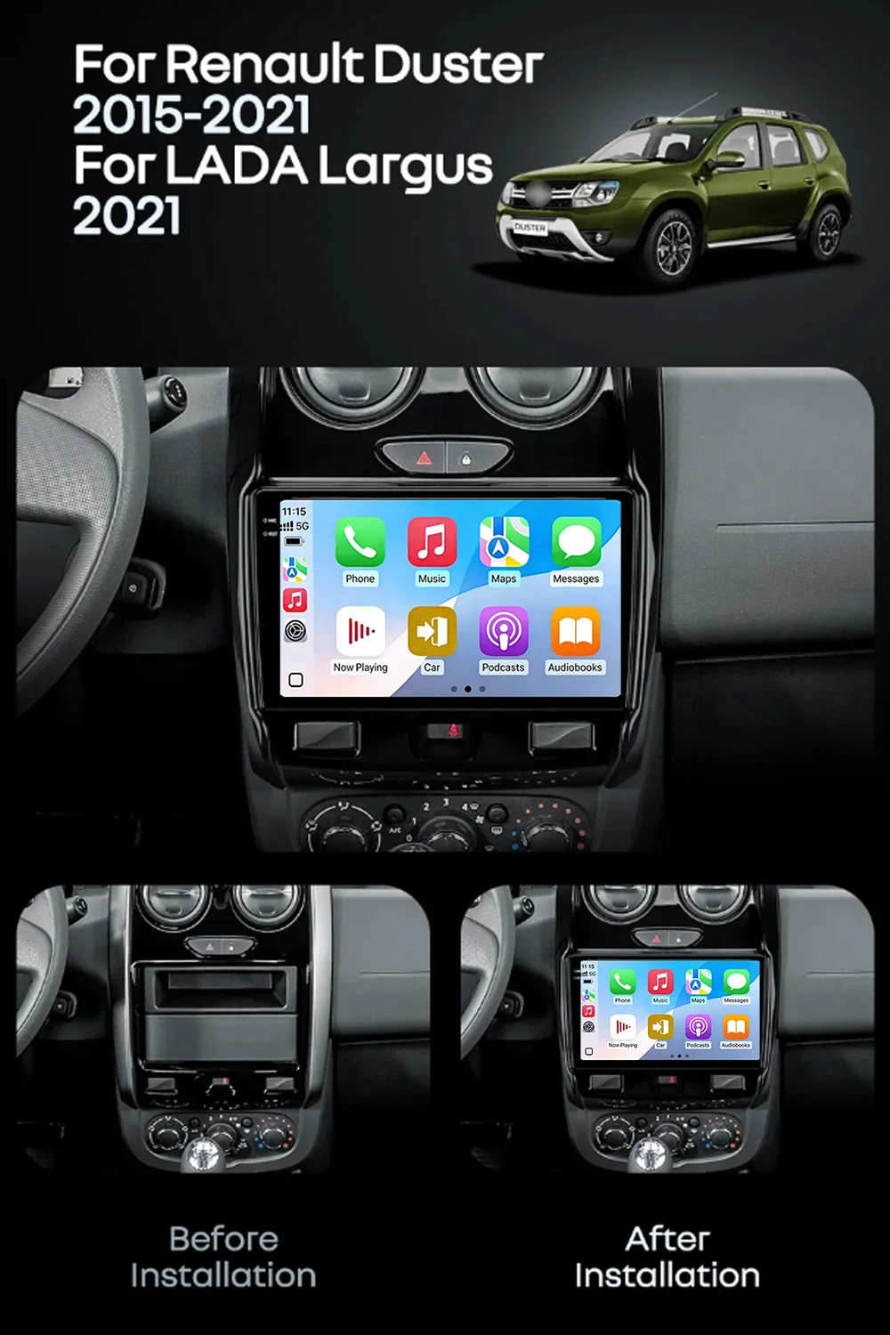 For Renault Duster Dacia Duster 2015 - 2021 For LADA Largus 2021 Android 16 12+256GB Car Radio Carplay Auto Multimedia Stereo 4G