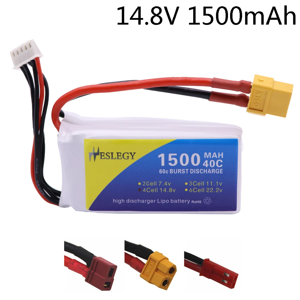 14.8V 1500mAh 4S 40C Lipo battery with T/XT60/JST Plug for RC Drone Model FPV Racing Part 14.8V high capacity battery for RC toy