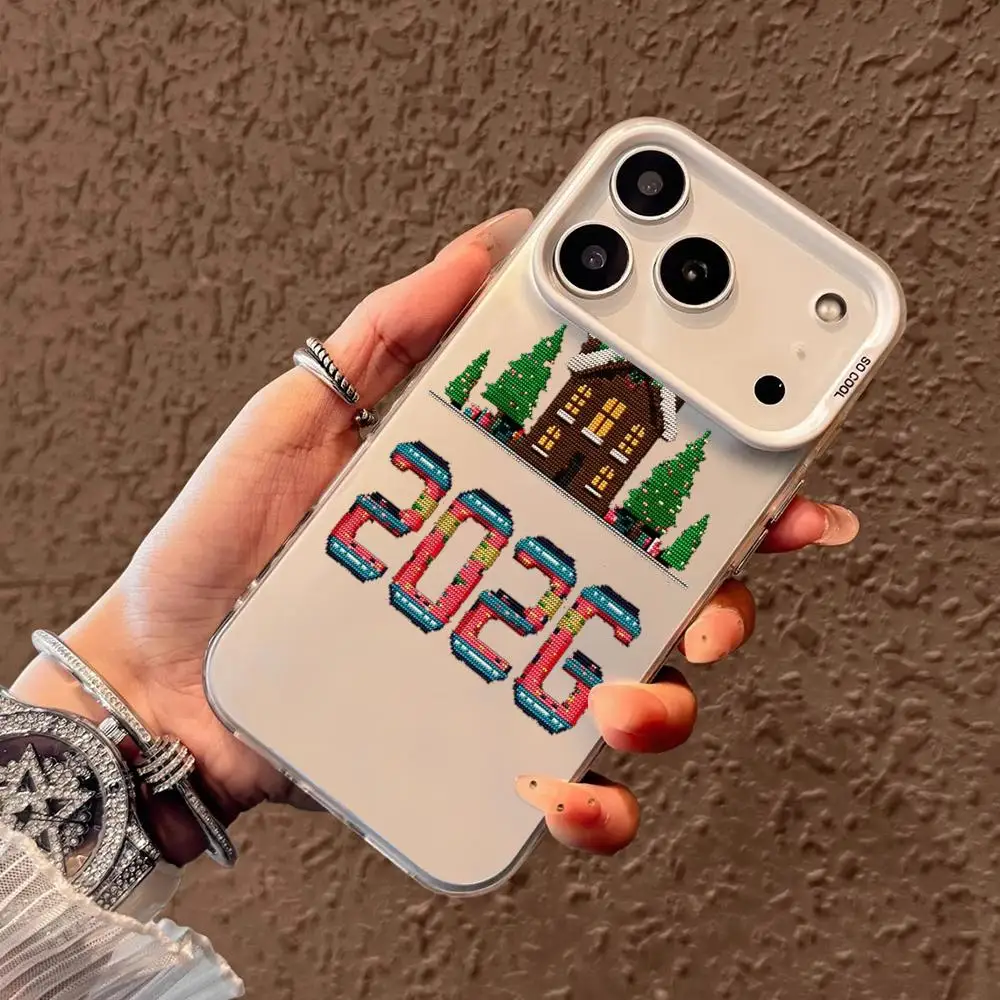 เคสโทรศัพท์ปีใหม่ 2026 เหมาะสำหรับ iPhone 17 16 15 14 13 12 11 Pro/Max/Plus ป้องกันการตกกระแทกและกันแรงสั่นสะเทือน