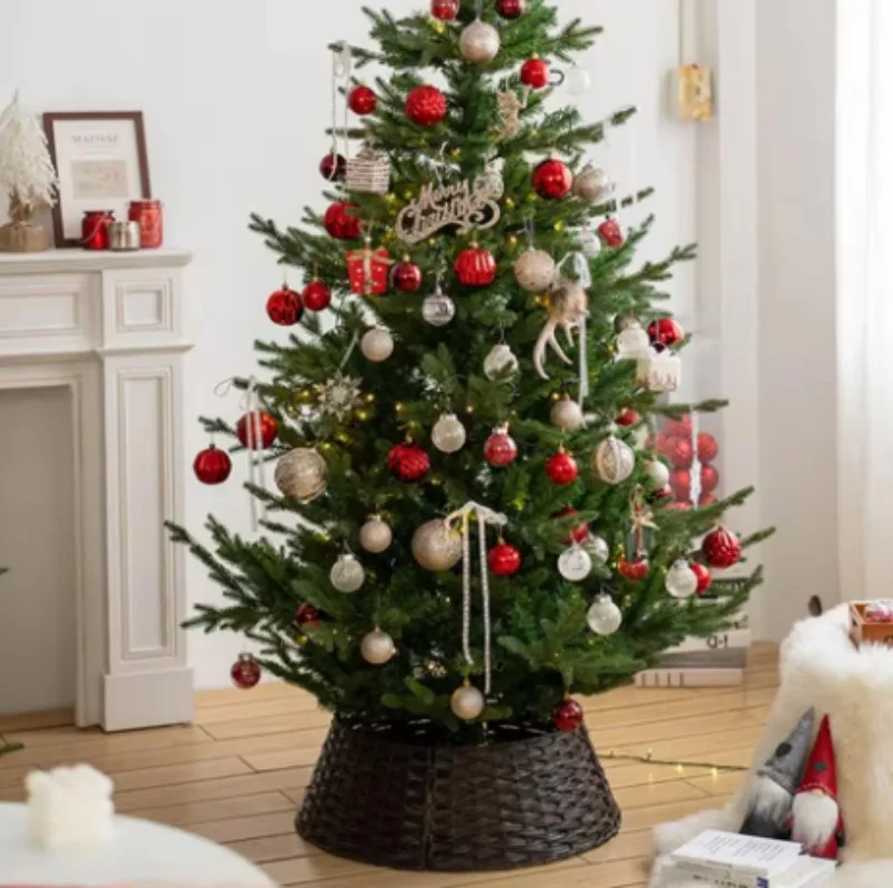 Hand‑Woven Christmas Tree Base Fence Tree Basket, Ins Minimalist Style Tree Skirt, Christmas Tree Foot Decor for Home Holiday