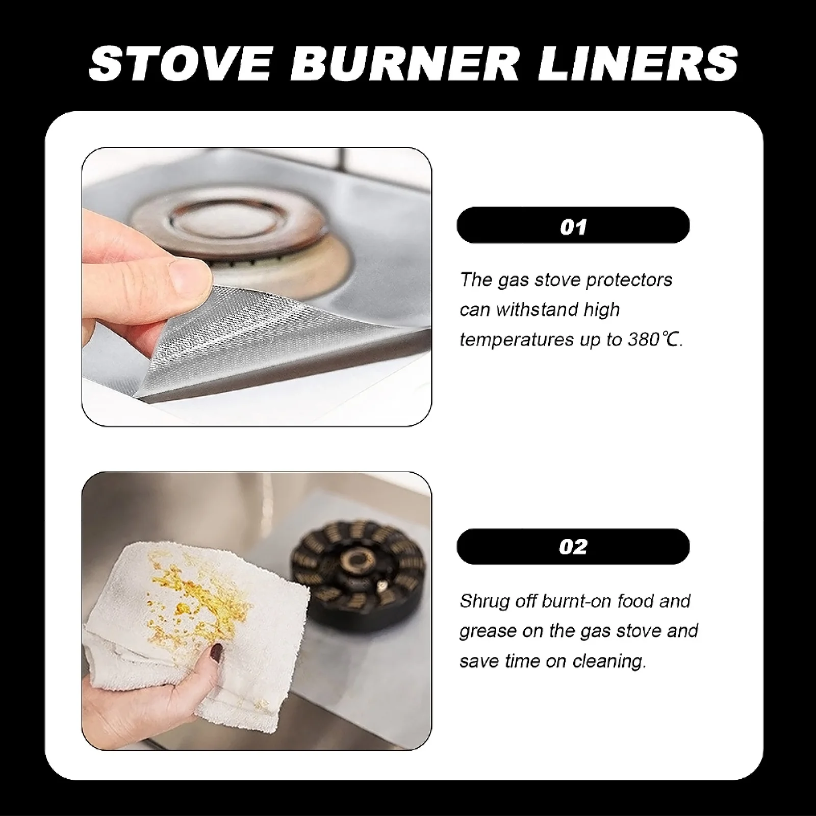 4Pcs Gas Stove Burner Covers Double Thick Heat Resistant Stove Burner Liners Easy Clean Kitchen Protector Gas Range Protectors