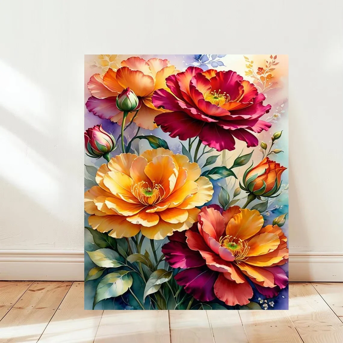 Oil Painting By Number Colorful Peony Floral Bouquet DIY Wall Decor for Living Room Bedroom Home Decor Perfect Gift Unframed