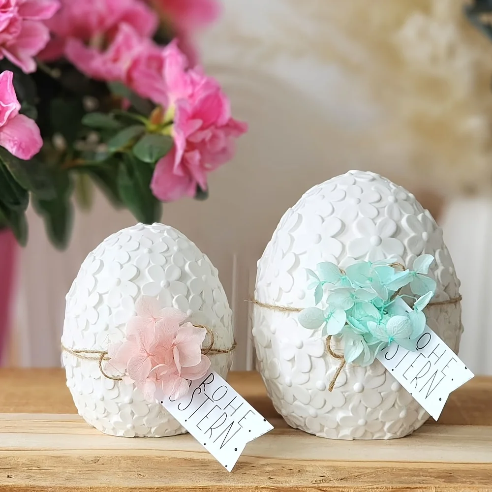 Easter Egg and Flower Ball Silicone Mold 2pcs Set | For Resin, Candle & Gypsum Ornaments, Home Desktop Atmosphere Decoration,