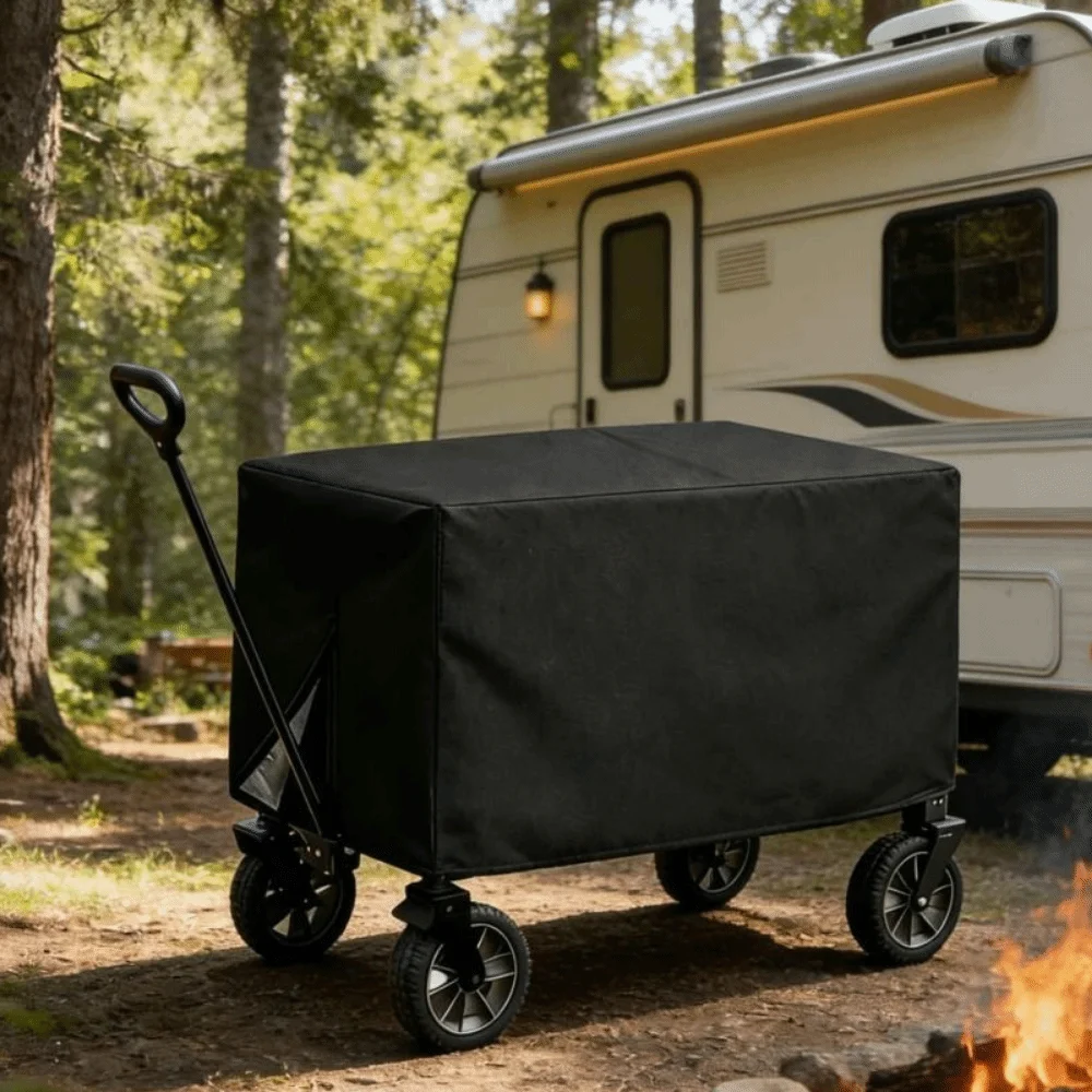 Oxford Cloth Wagon Protective Cover Waterproof Rectangle Trolley Cover Sunscreen Dust-proof Camping Cart Dust Cover Backyard