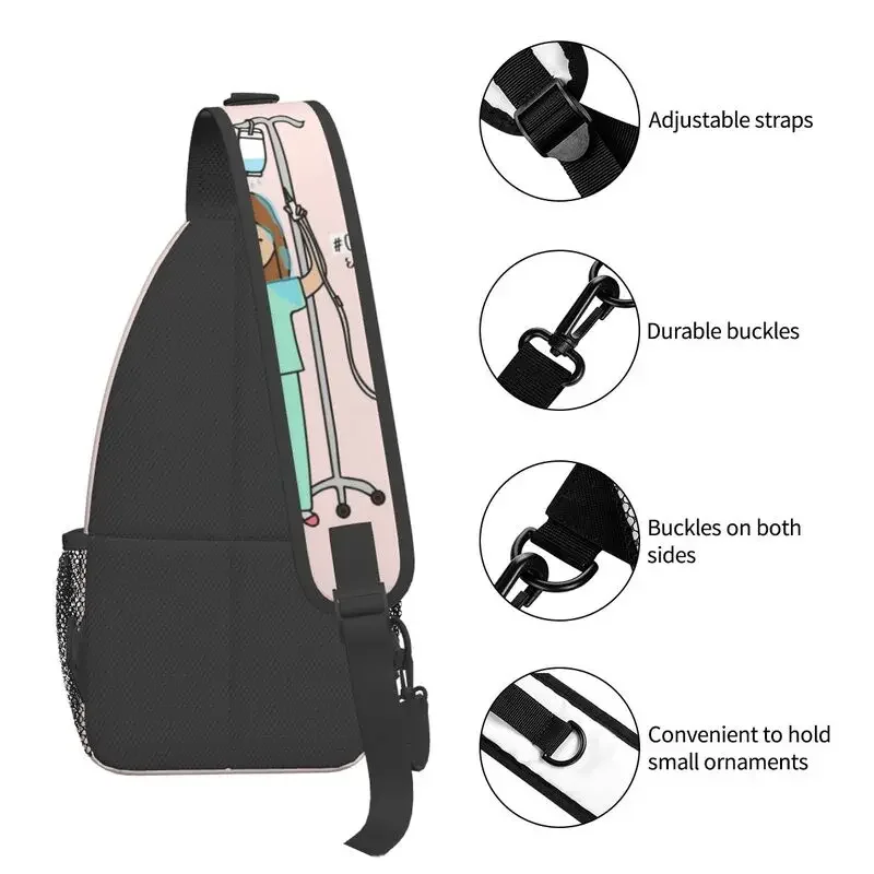 Bolsa de pecho con eslinga para estudiantes de bautismo y enfermería, mochila de hombro tipo bandolera personalizada para enfermera médica, mochila de viaje para hombres