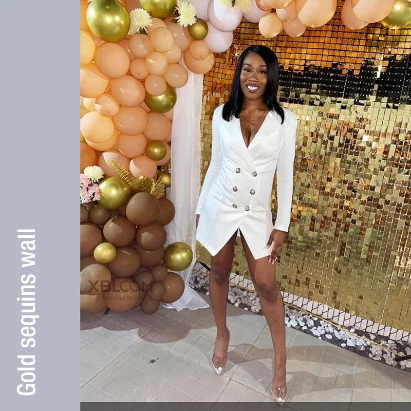 Gold color sequin panel wedding backdrop custom adverting sings shop window background glam shimmer sequin wall 3D wall sticker