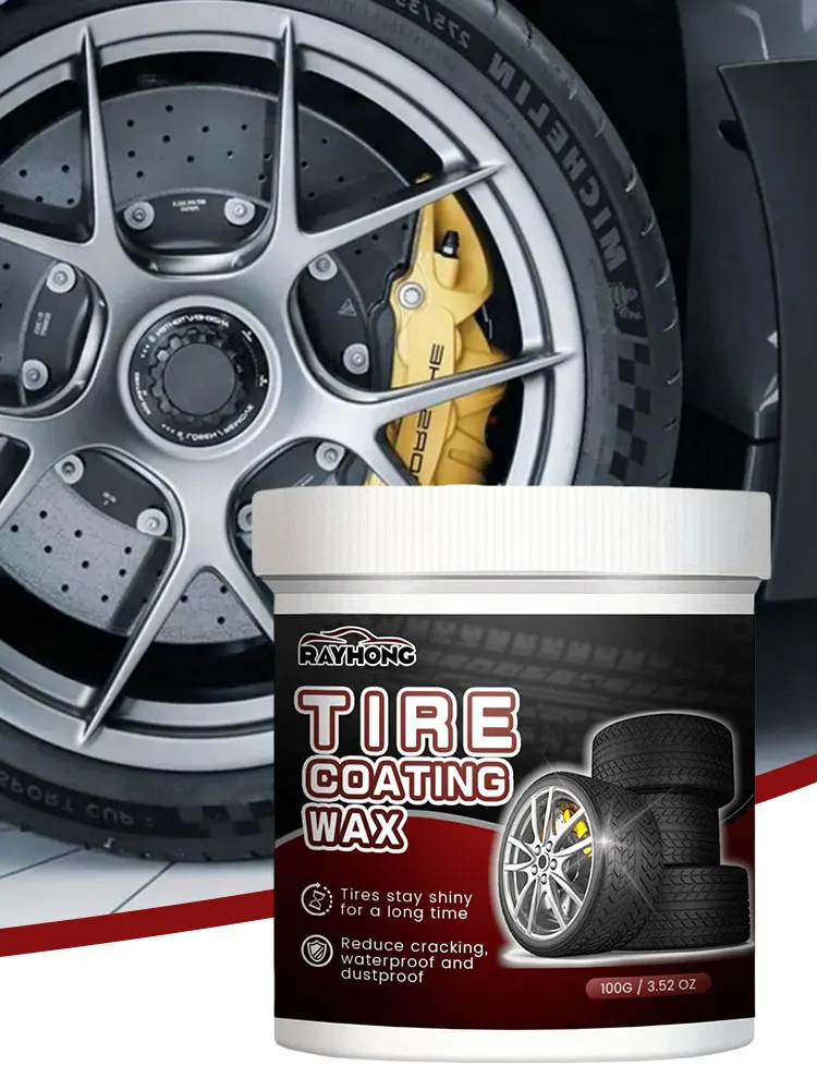100g Auto Tire Cleaning Wax Rust Removal Car Detailing Rim Cleaner Brightening Renovate Tire Gloss Coating Auto Tire Maintenance