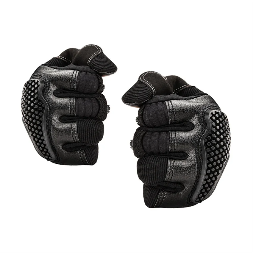 Motorcyclist Gloves Touch Screen PU Leather Black Men Motorcycle Full Finger Glove Racing Cycling Motocross Motorbike Breathable