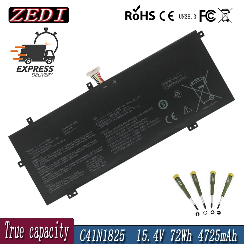 ZEDI New C41N1825 Laptop Battery For ASUS I403FA I403FA-2C X403FA/2C/2S/EB011T/EB210T/H522/EB121T/EB139T/EB198 Series 72Wh