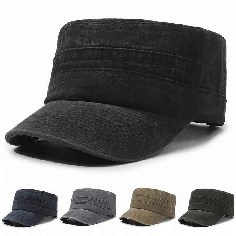 

GEMVIE Vintage Flat Top Women Men Military Hats Adjustable Winter Warm Fitted Thicker Cap Army Hat