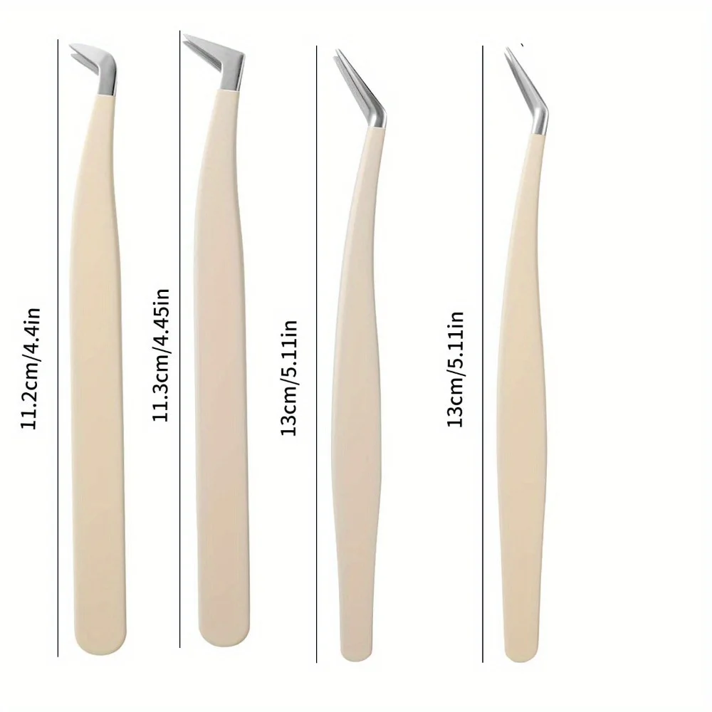 4 pezzi strumento applicatore ciglia pinzette per ciglia fai da te pinzette per ciglia piegatrici, pinzette per ciglia finte pinzette in acciaio inossidabile sicure