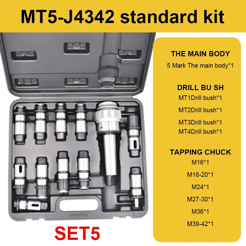 MT4/MT5 Radial Drill Cutter Tapping Chuck Set Metal Threading Collet Tools for Electric Tapper Arm Steel Threader Kit