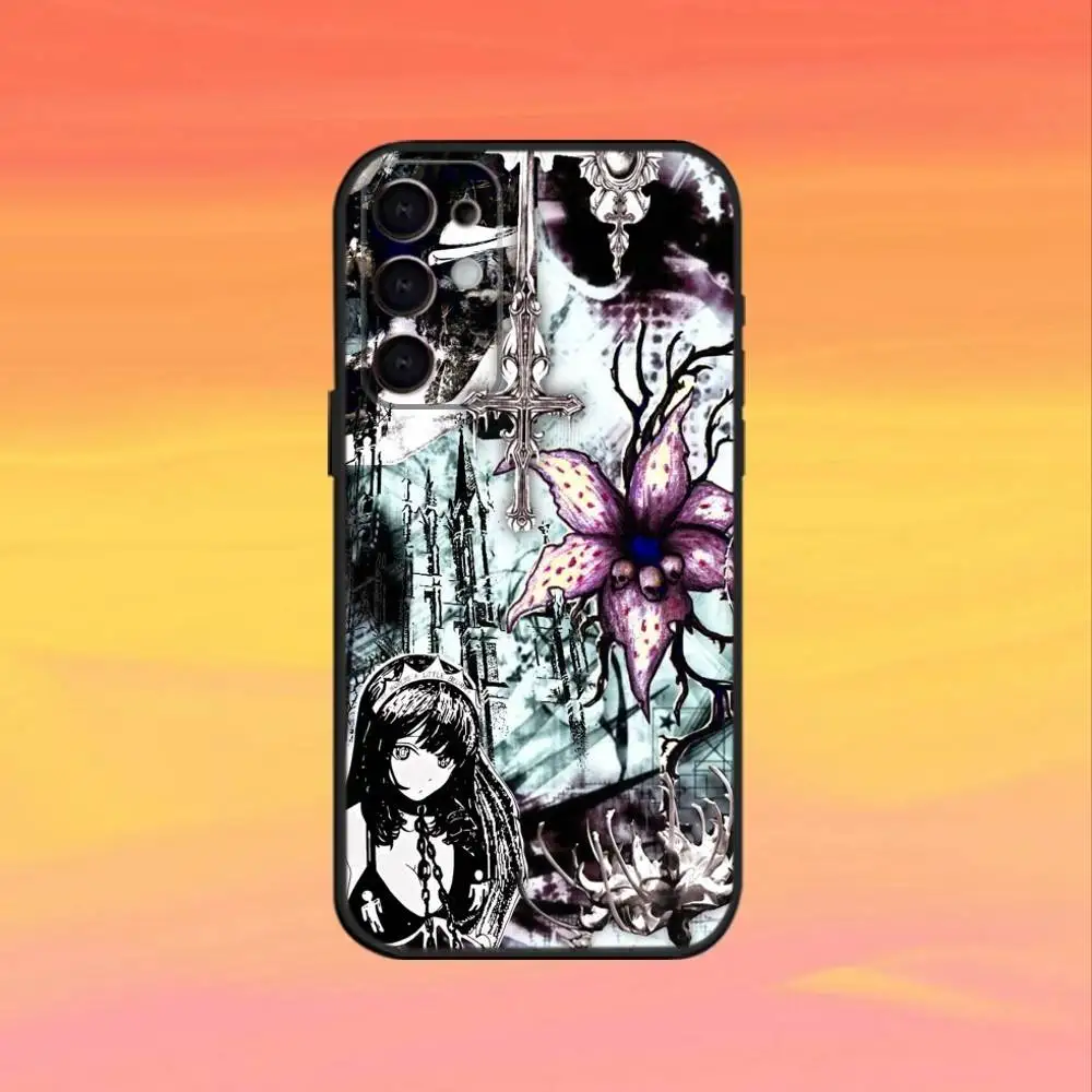 Coque de téléphone coquette gothique cybersigilisme, étui noir pour Samsung S25, S24, S21, S22, S23, S30, Ultra, S20, Plus, Fe, Note, 10,9,5G