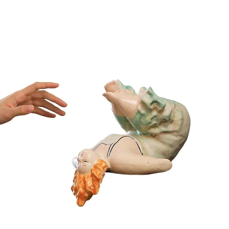 Creative handmade art statue ceramic ornament living room desktop decoration entrance new home gift niche features