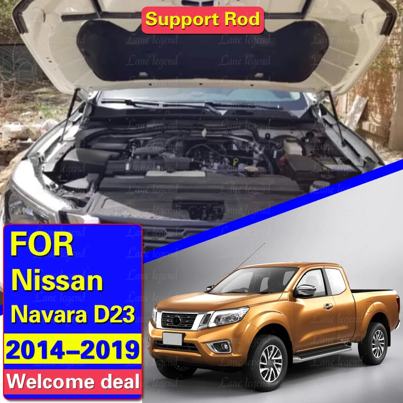 2PCS Front Hood Bonnet Gas Struts Bars Spring Shock Lift Support Damper For Nissan Navara NP300 D23 2014-2019 Car Accessories