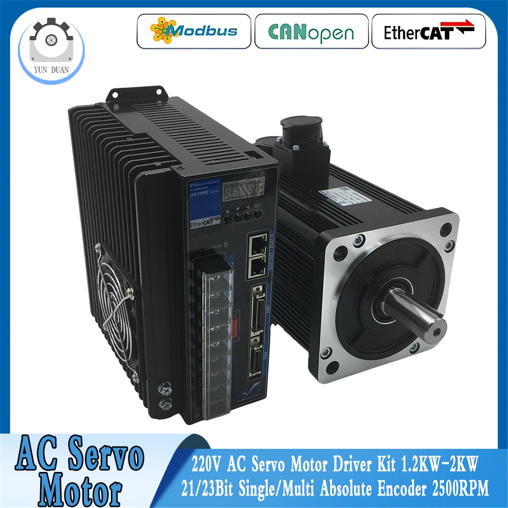 Kit driver servomotore AC 220 V 21/23 bit singolo multi encoder assoluto 1.2-2KW 2500 giri/min 110/130 flangia con RS485/EtherCAT/CANopen