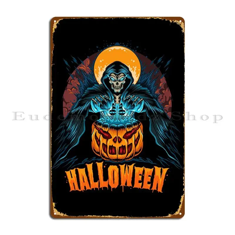 هالوين الجمجمة اليقطين علامات معدنية خمر سينما جدار ديكور تصميم جدار ديكور تين تسجيل ملصق