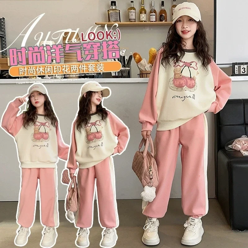 

Girls Coat+Pants Kids Suits 2PCS/Set Cotton 2026 Elegant Spring Autumn Cotton Tracksuit Sport Suits Children Clothing