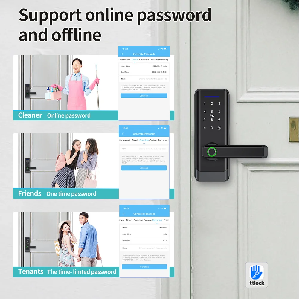 Tuya App WiFi KeyCard Digital Biometric Fingerprint Electric Door Lock Waterproof Cerradura Inteligente Smart Door Lock Security