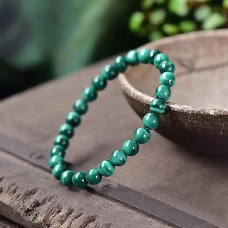 6mm Malachite Strength Sedative Healing Bracelet - Spiritual Protection Balance Meditation Bracelet - Anxiety Relief Stress