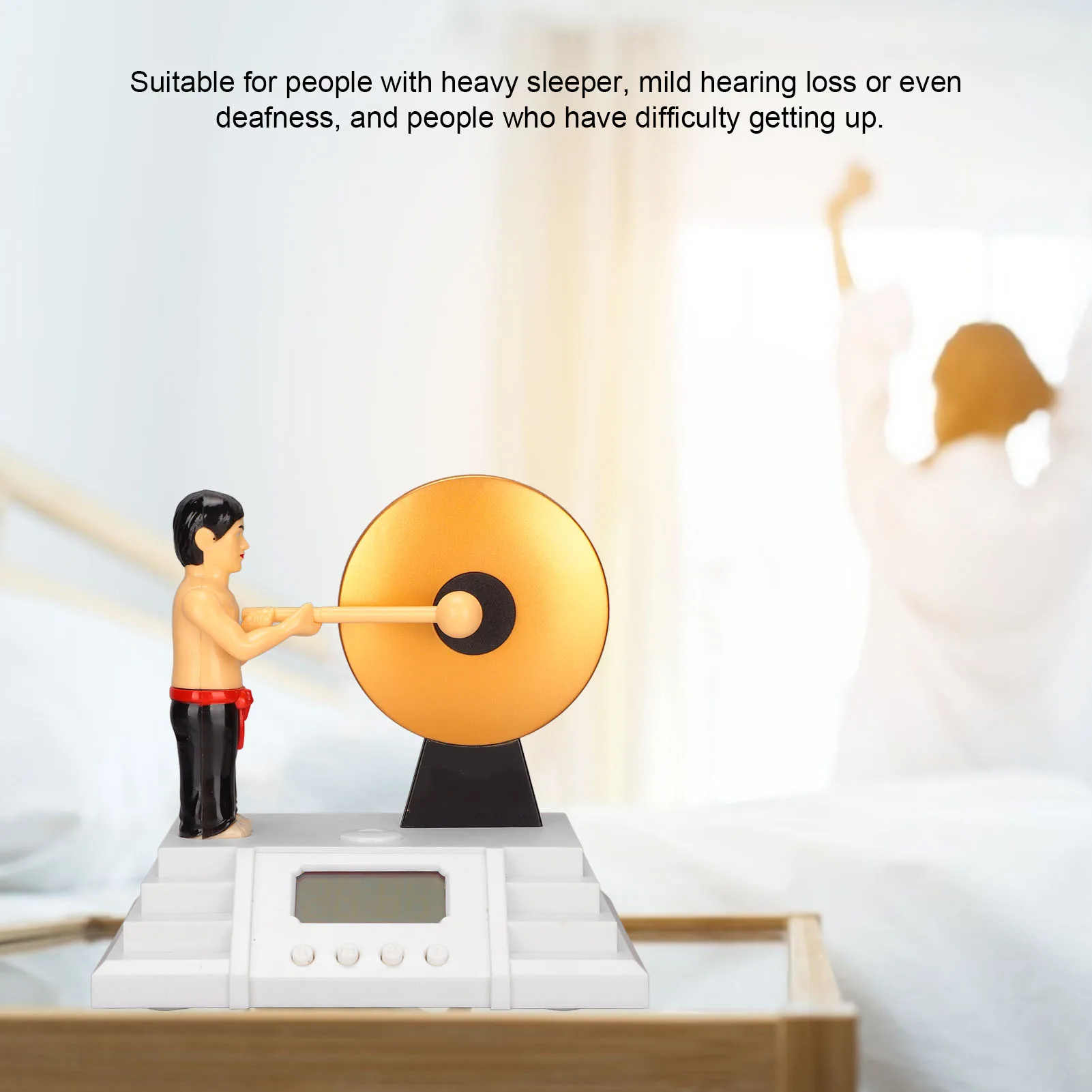 New Creative Beat A Gong Alarm Clock Novelty Funny Bedroom Mute Desktop Lazy Sleep Spoof Gong Alarm Clock Toy Halloween Gifts