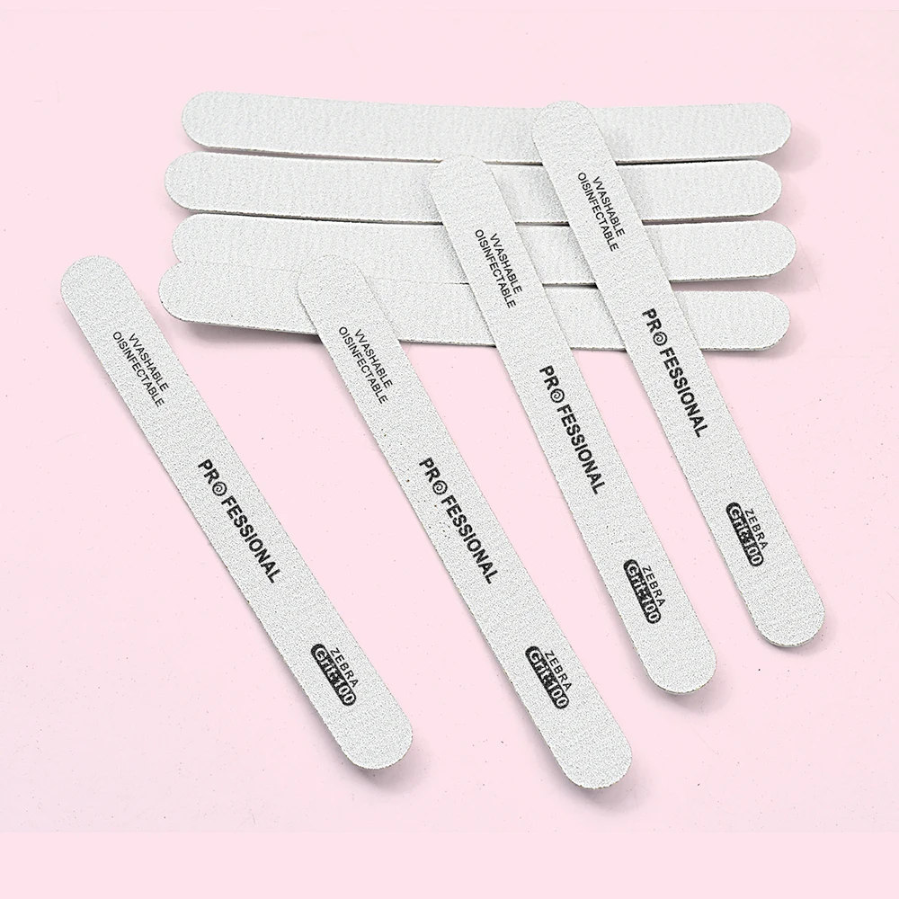 200개 세트 세척 가능한 네일 아트 파일 100/180 그릿 전문가용 매니큐어 파일 버퍼 재사용 가능한 네일 파일 교체 가능한 사포 네일 파일