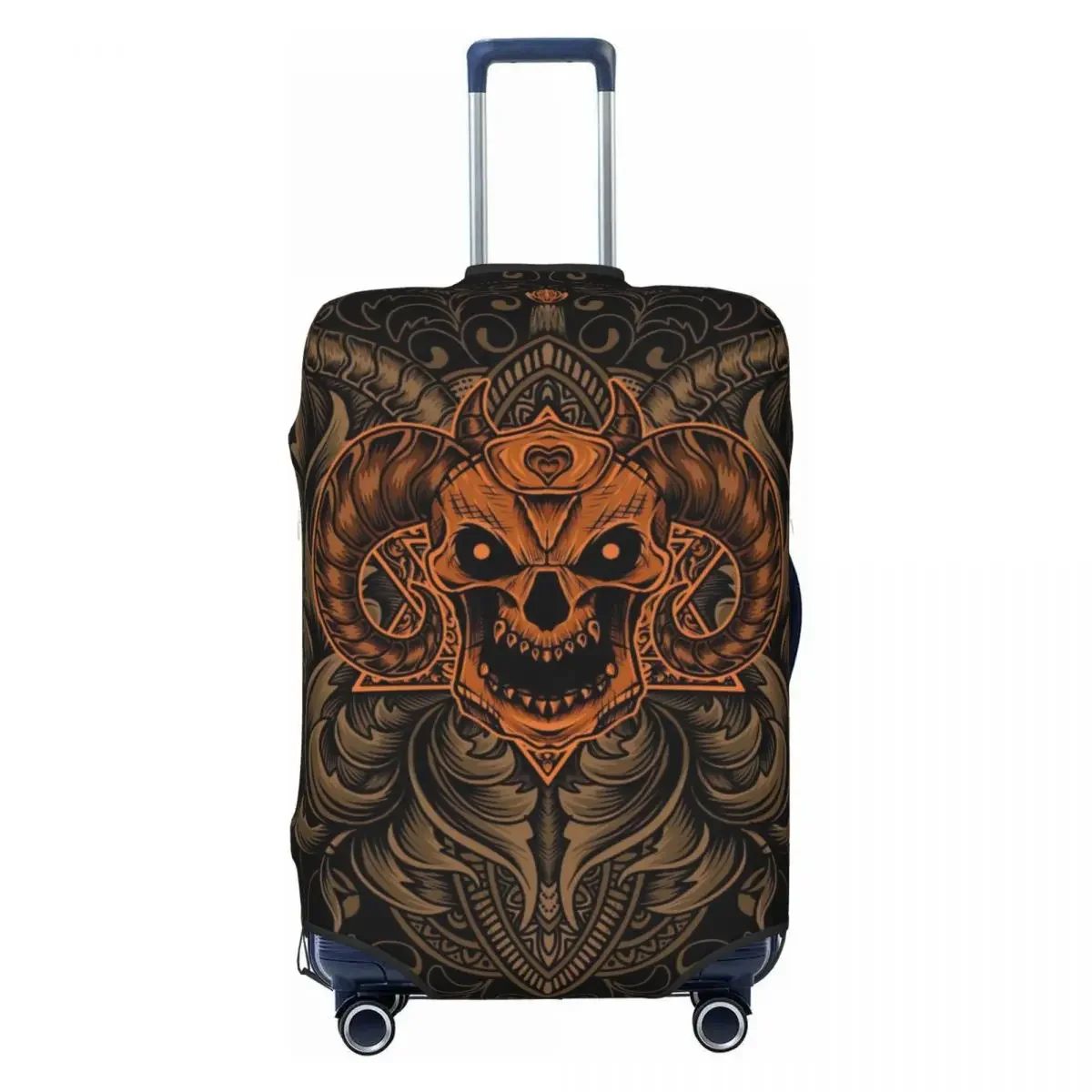 Demon Skull Head With Antique Engraving Ornament Luggage Protective Dust Covers Elastic Waterproof Suitcase Cover Travel