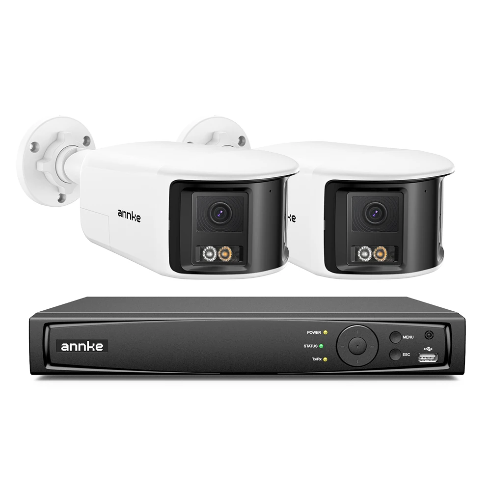 ANNKE 4K Outdoor Video Security Camera System 180° Dual Lens Security IP PoE Camera Smart Human Vehicle Detection 8MP POE Cam