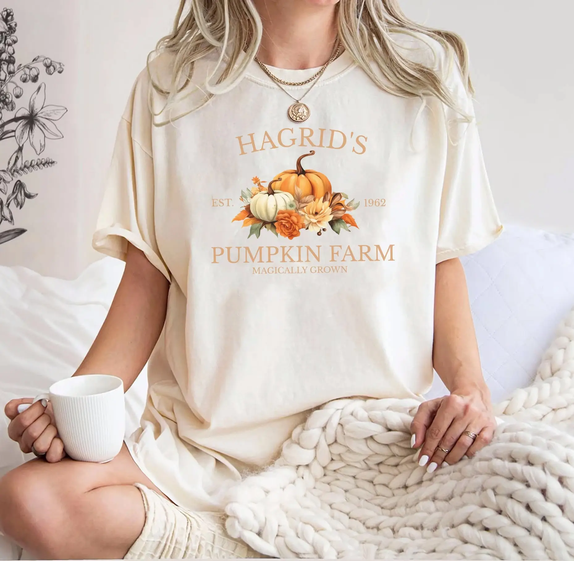 T-shirt Hagrid'S Pumpkin Farm, Patch Ple, Nerd Wizard Magic, Couleurs confortables