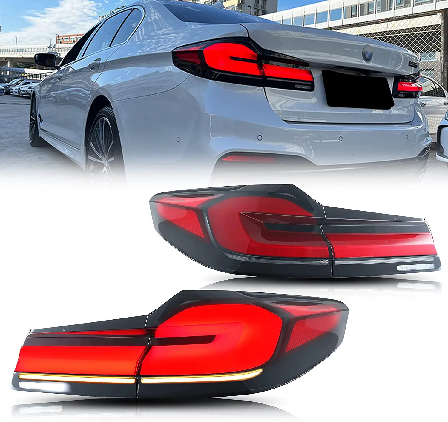 LED Tail Lights Assembly for BMW 5 series 530 540 G30 M5 F90 2017-2020 Sequential Indicator Dynamic Animation Lamps