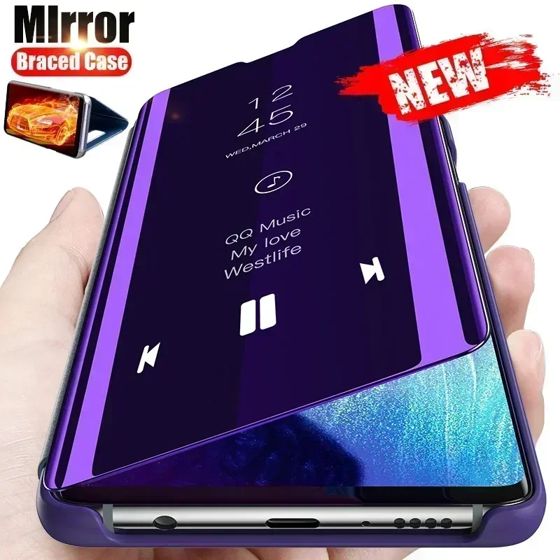 Smart Mirror Flip Phone Case For Huawei P30 P20 P40 Lite Pro Y7 Y6 Y9 Prime  P Smart 2019 Mate  30 Honor 20 10 8A 10i 9X Cover