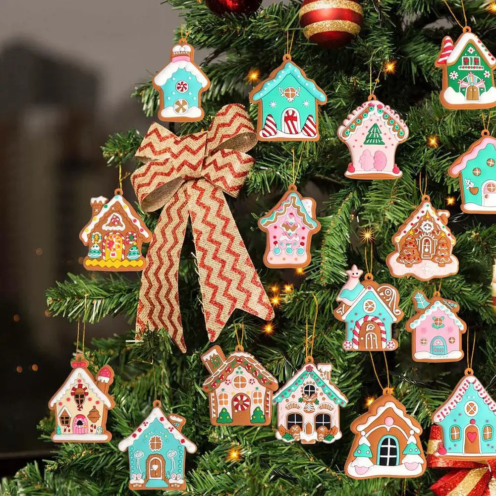 16pcs Christmas Gingerbread Man Pendants Xmas Tree Hanging Ornament 2024 Noel Navidad Decoration For Home New Year Gift 2025