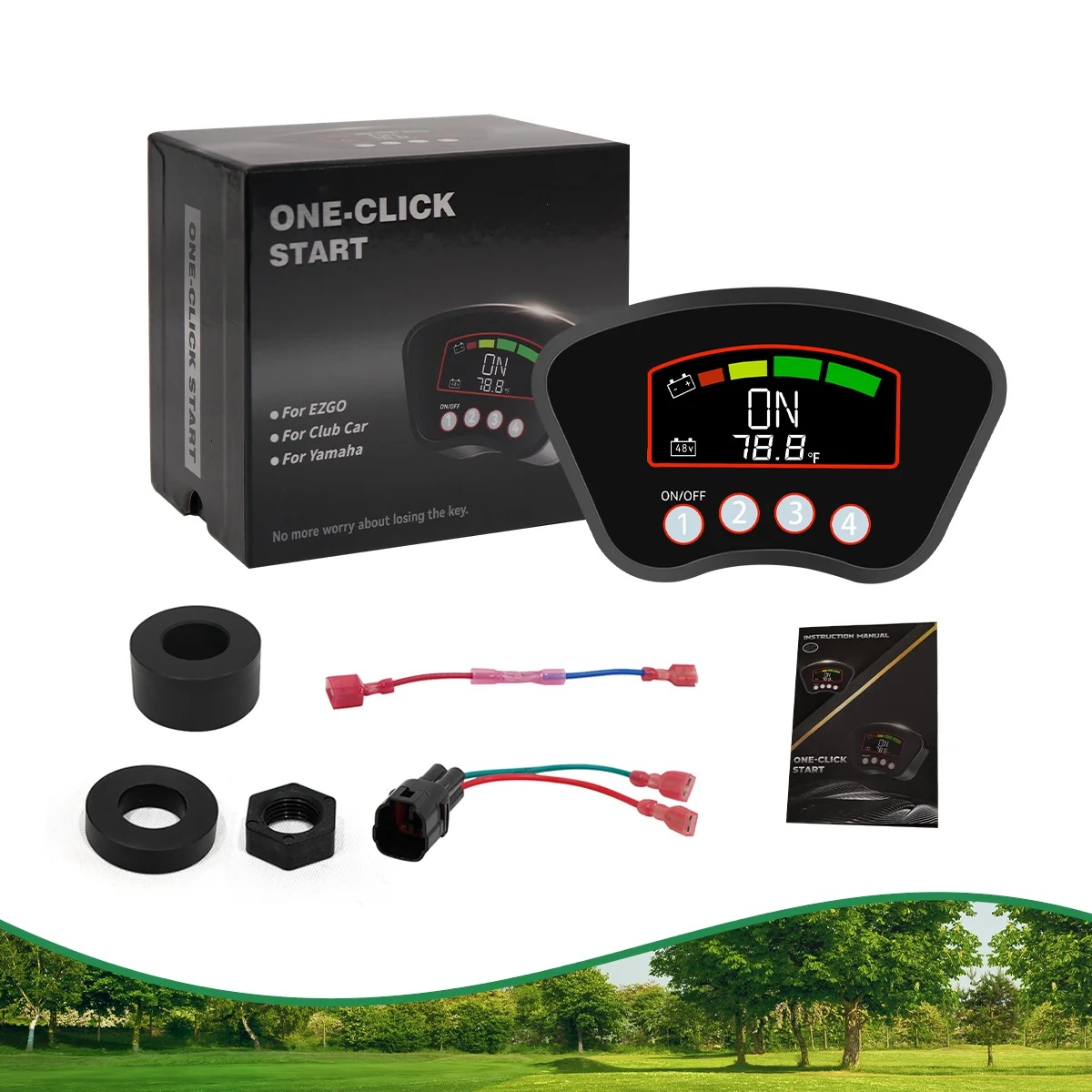 2nd Generation for Auto Meter for Club Car EZGO 36v-48v Golf Cart with One Click Start and LCD Display