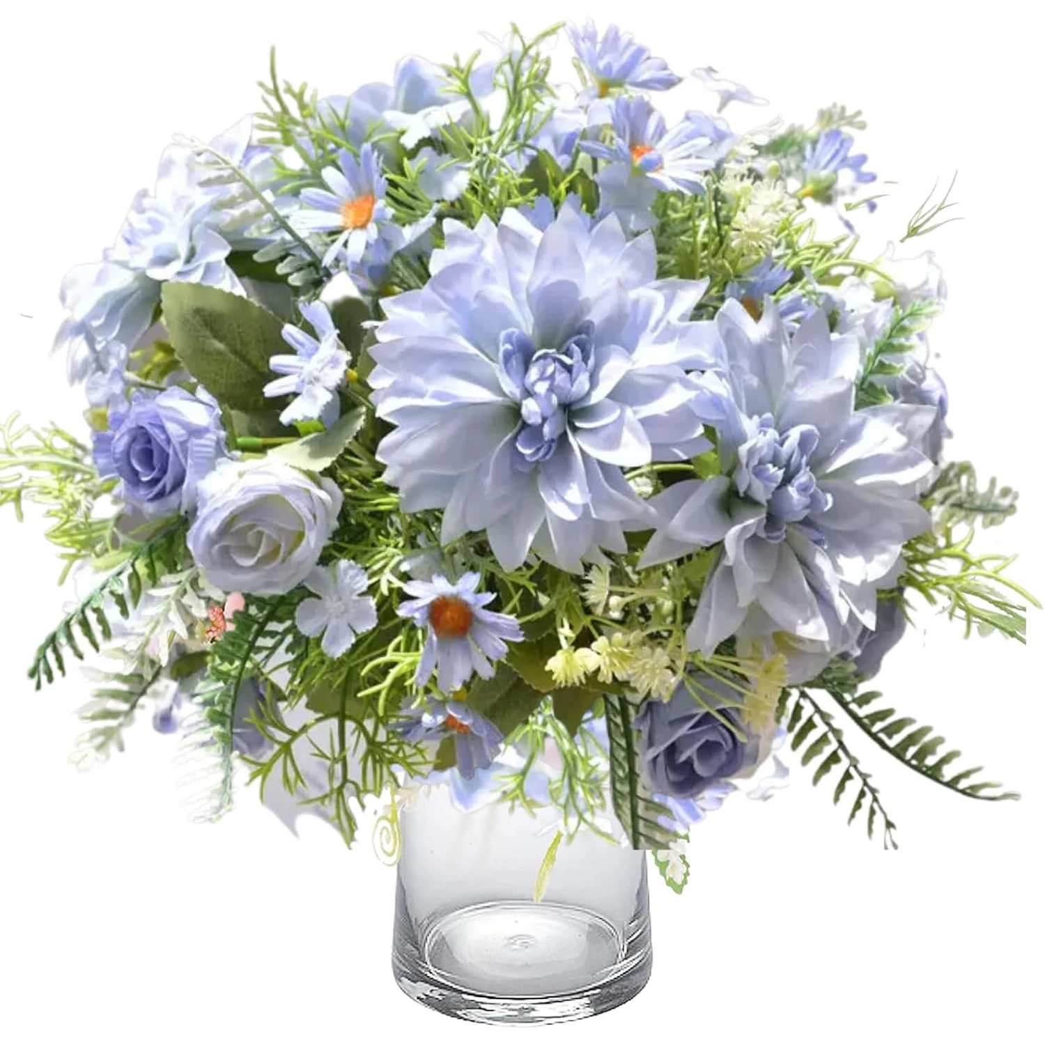 Künstliche Rosenblumen für Hochzeit, Heim, Zimmer, Hofdekoration, Brautstrauß, Garten, Kunstseiden-Dahlien, Hortensien, Vase für Außenbereich – Detail 7