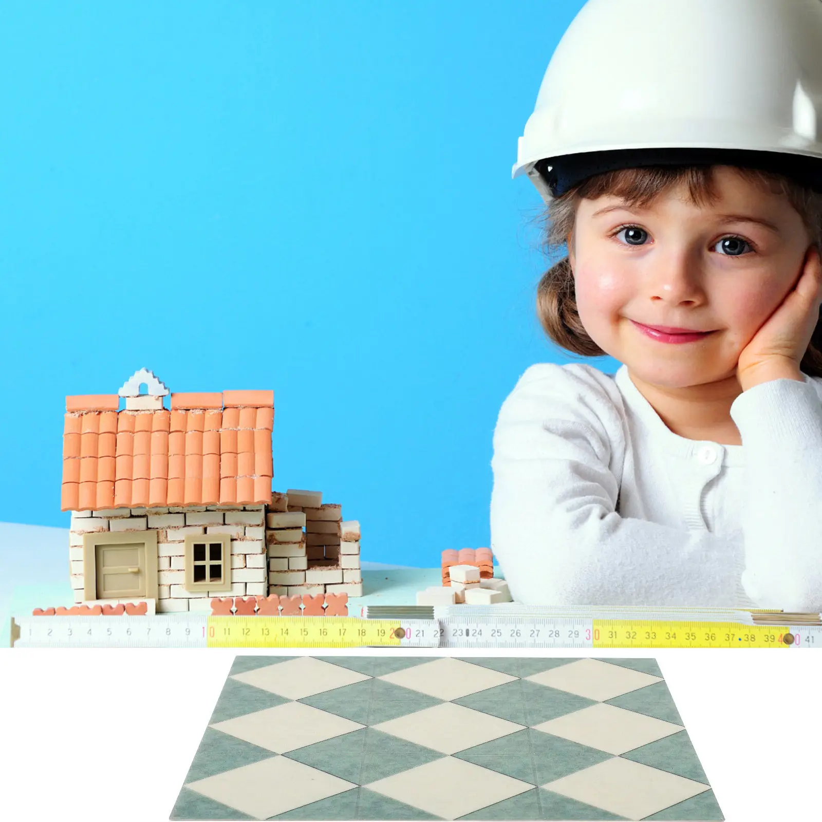 

Mini House Flooring Vintage Style Simulated Floor Tile Prop ABS Material Sturdy Decorative Flooring for Miniature Room