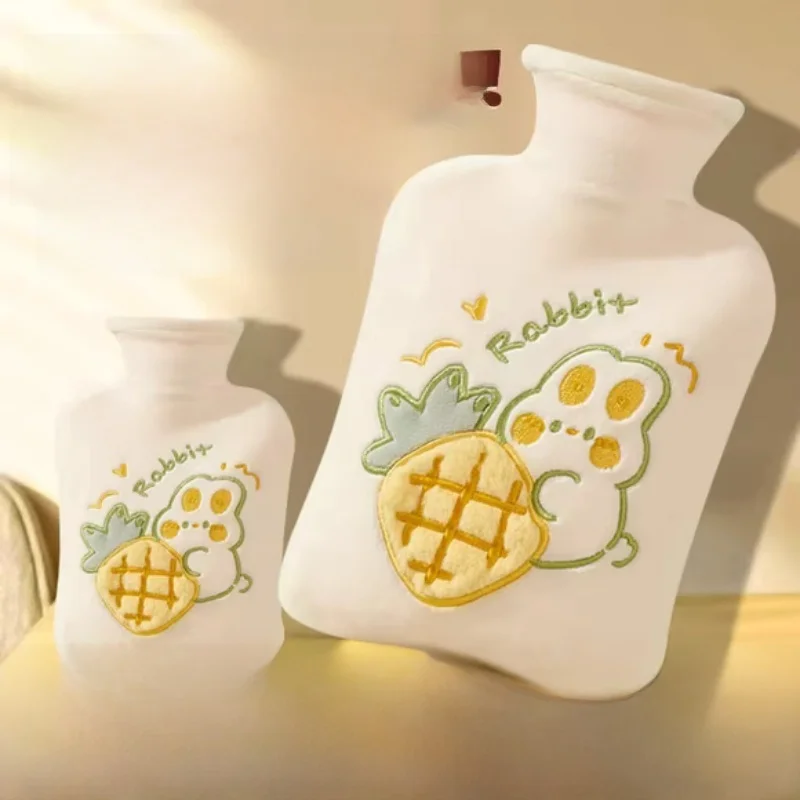 

Thickened Plush Hot Water Bag Women's Style Cute Cartoon Design Fluffy Heating Pad Portable Hand Warmer Non-leakage Large Size