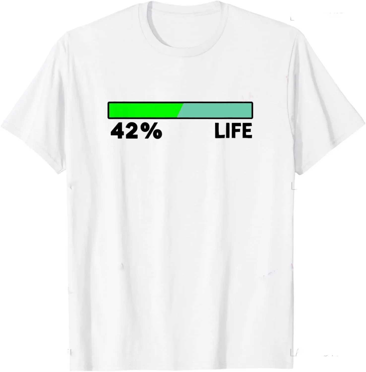 

42 Percent Life Bar Gamer Geek Funny Graphic Cotton Crew Neck Short Sleeve T-Shirt