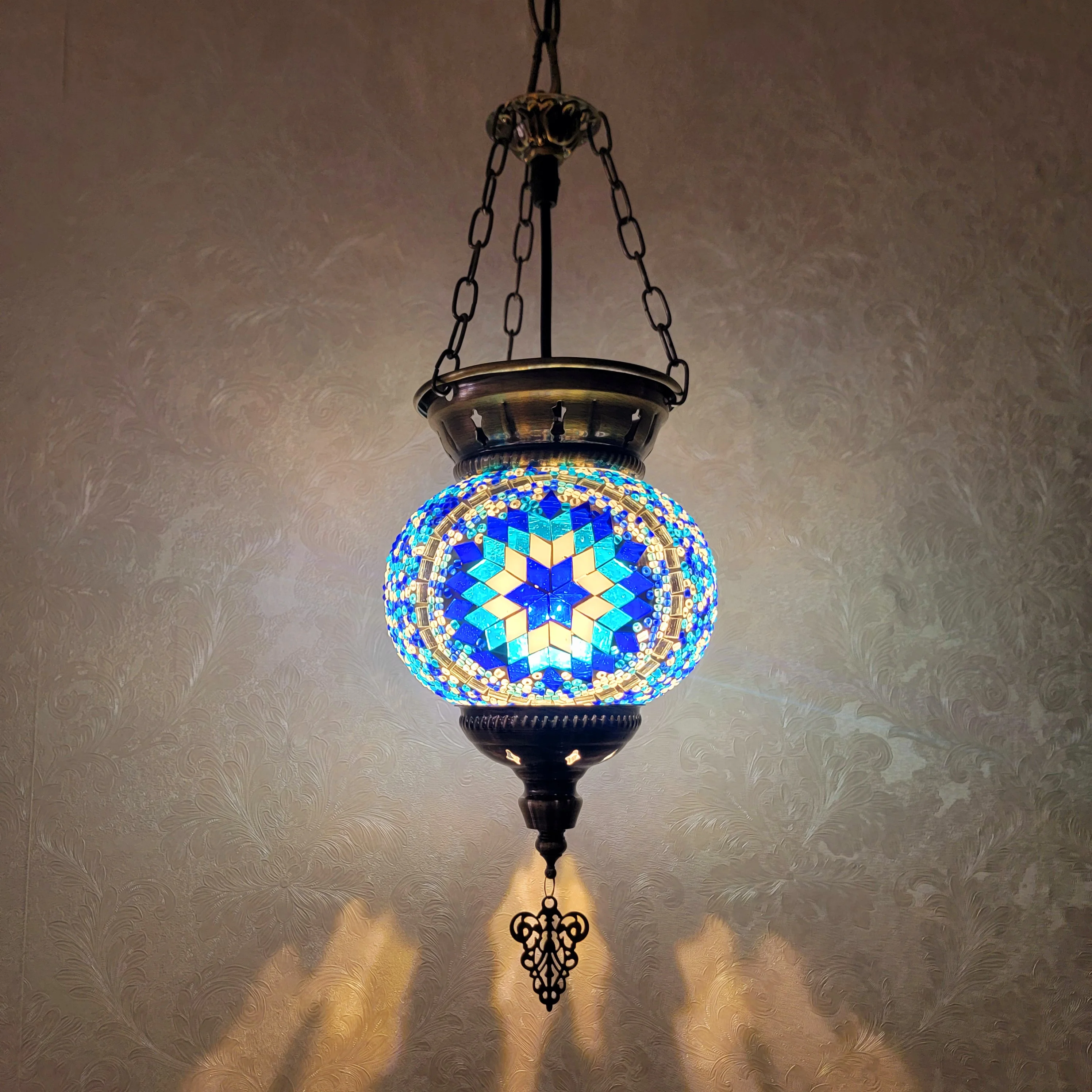 

Traditional Single Turkish Mosaic Glass Hanging Lamp Pendant Light