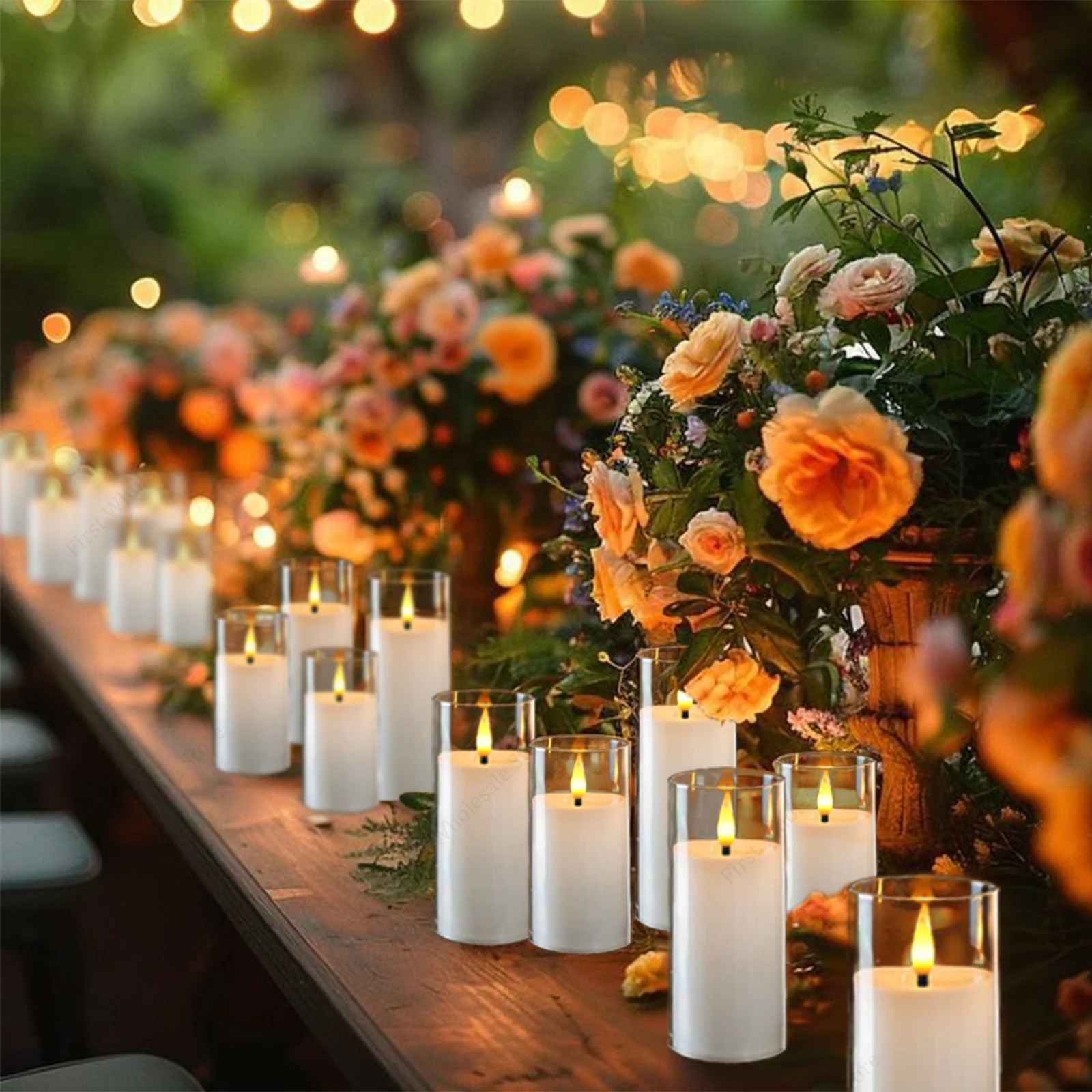 5-120PCS Flameless Candles Decoration Wedding Led Candles Artificial Electronic Candle Battery Candlelight Concert Acrylic Cup
