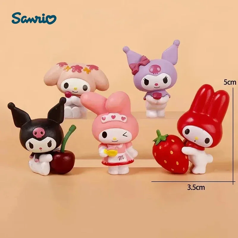 Sanrio ของเล่นอนิเมะ5ชิ้นหุ่นตุ๊กตา pochacco Melody ชุดการ์ตูน Kawaii tabletop ตกแต่งห้องของขวัญเด็ก