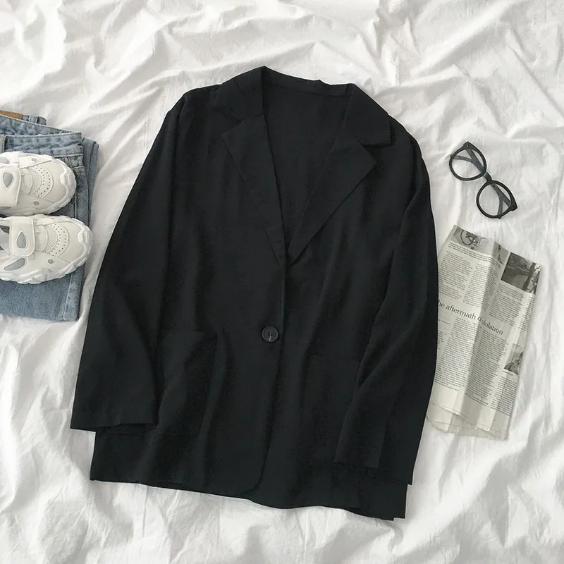 

Long Coat Woman Women'S Blazer Collars Micro Transparent Embellishment Variety Figure Girlish Good-Looking Girly Heart-Breasted