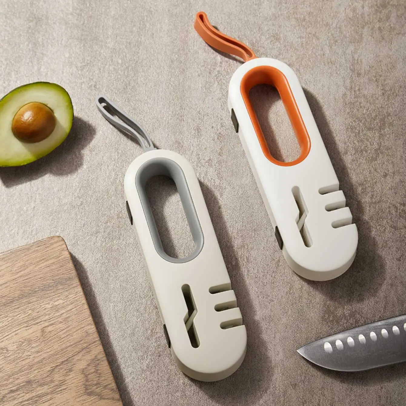1 Portable Multifunctional Knife Sharpener - Featuring a Convenient Design and Safe Ergonomic Handle, with a Non Slip Base That