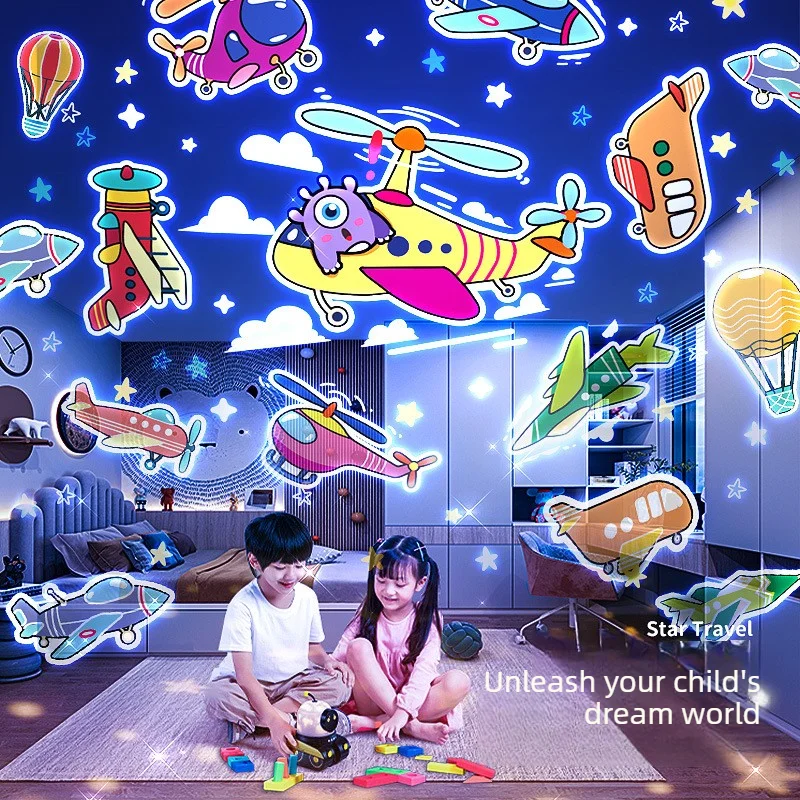 

Проектор-ночник RobotStar в виде машинки, Bluetooth-колонка, музыкальная шкатулка, светодиодная атмосферная лампа, подарок для детей на день рождения и Рождество