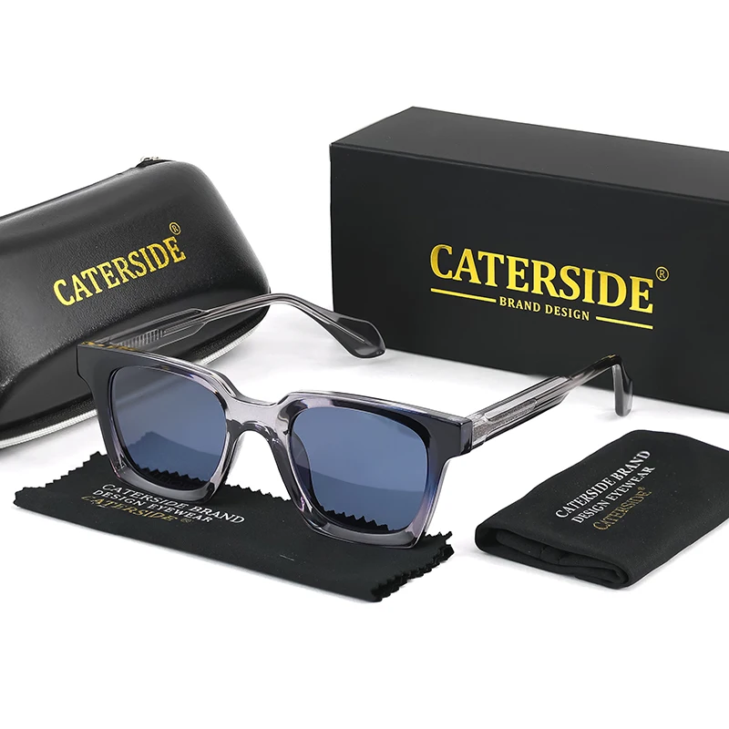 

Caterside Retro Square Men Big Sunglasses Punk Luxury Designer Sun Glasses Women Driving Travel Fishing Eyewear UV400