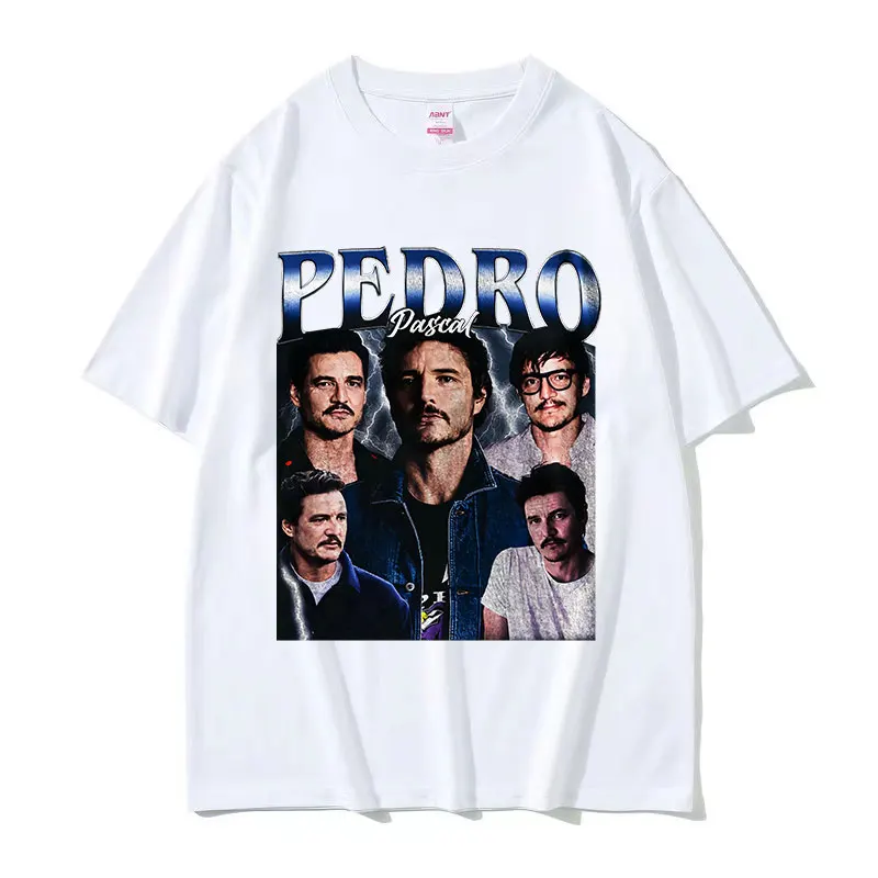 Classic Actor Pedro Pascal Graphic T Shirt Men's Vintage Gothic Short Sleeve T-shirts Casual Oversized Cotton T-shirt Streetwear